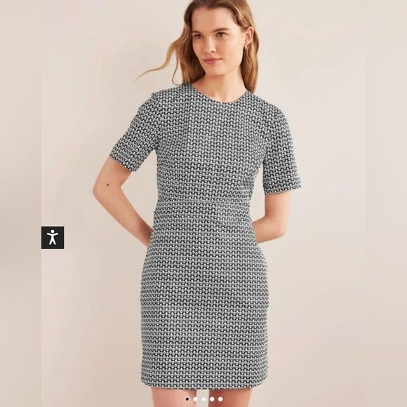 NWT Boden Cotton Mini Shift Dress Black and White Tulip​ - Picture 1 of 7